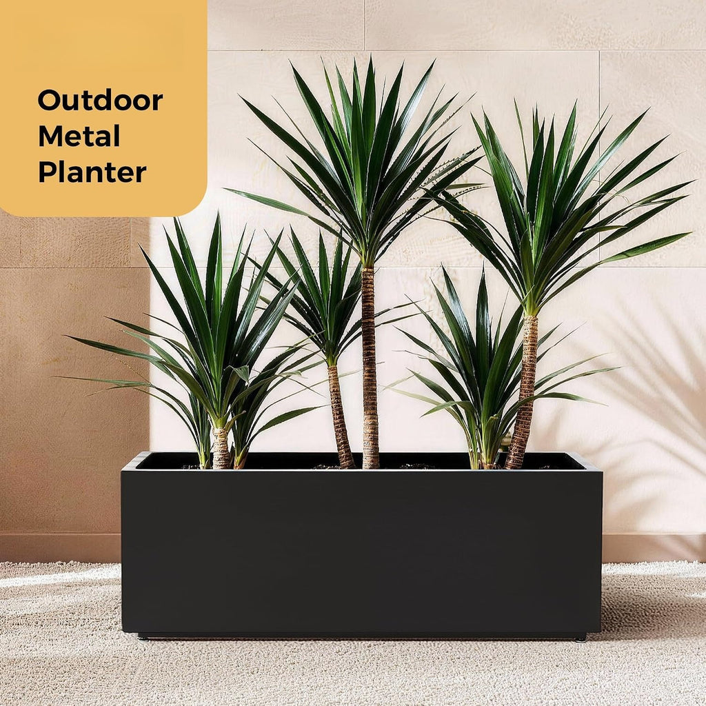 Black Rectangular Metal Planter Trough