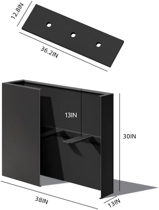 Black Tall Metal Rectangular Planter