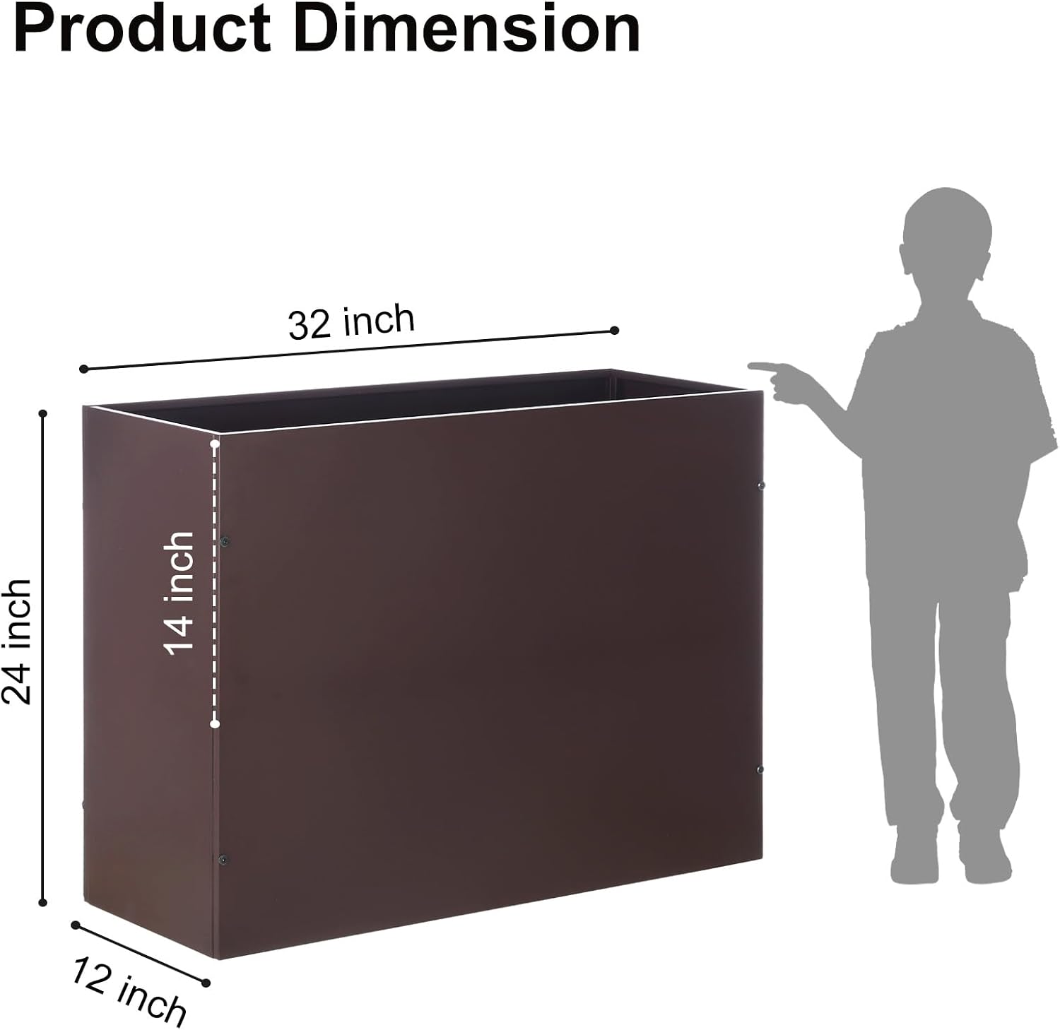 Rectangular Brown Metal Planter Box