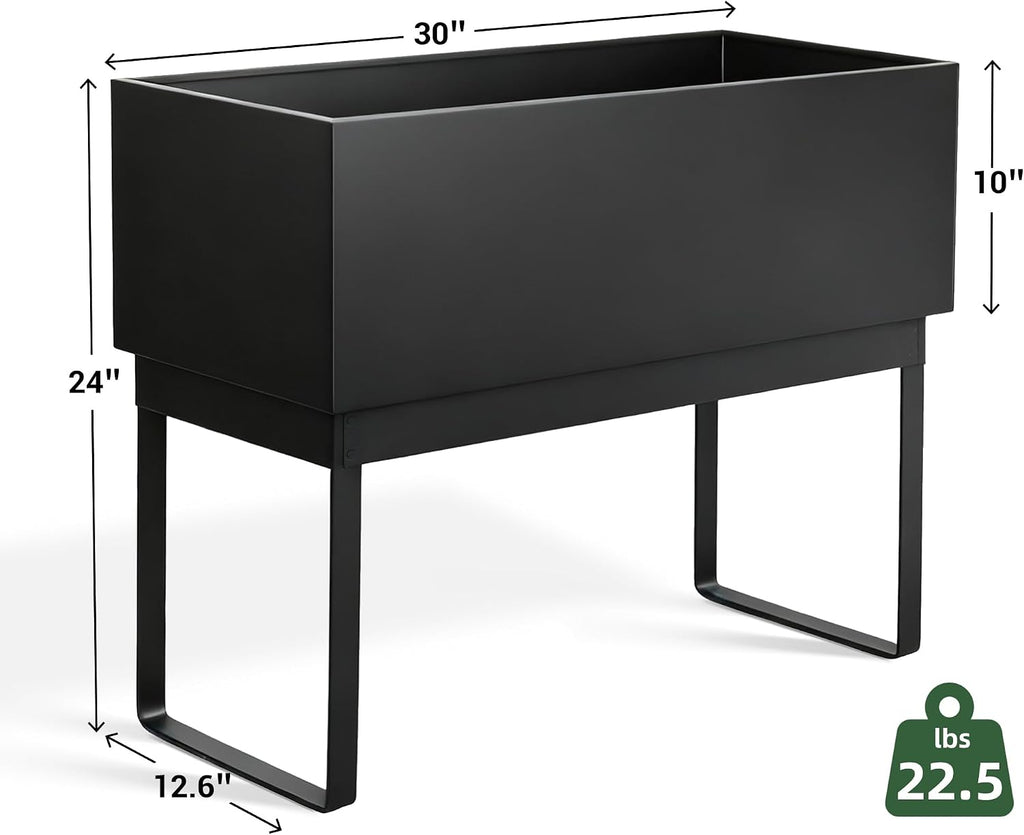 Elevated Black Metal Planter Box