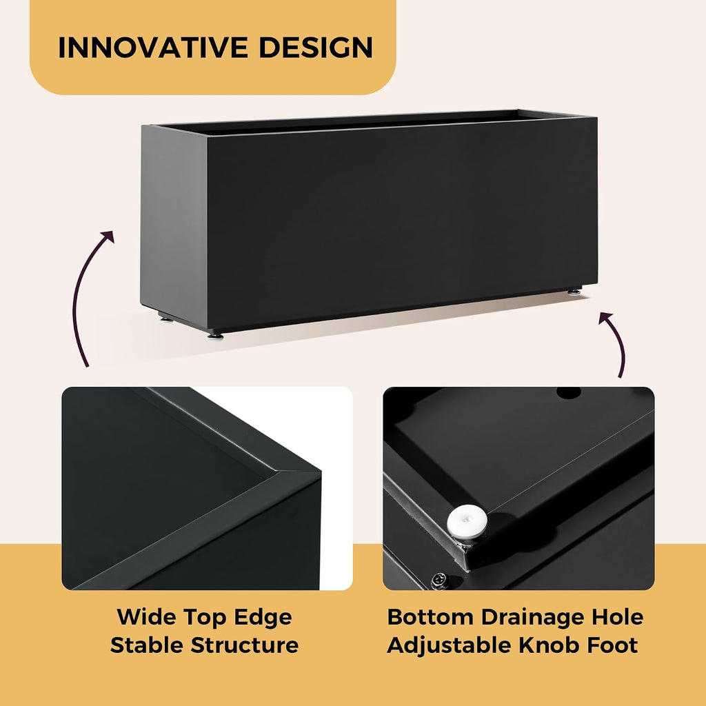 Black Rectangular Metal Planter Trough