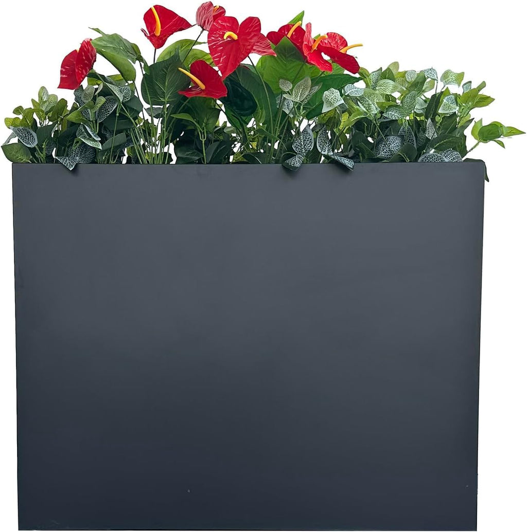 Black Tall Metal Rectangular Planter