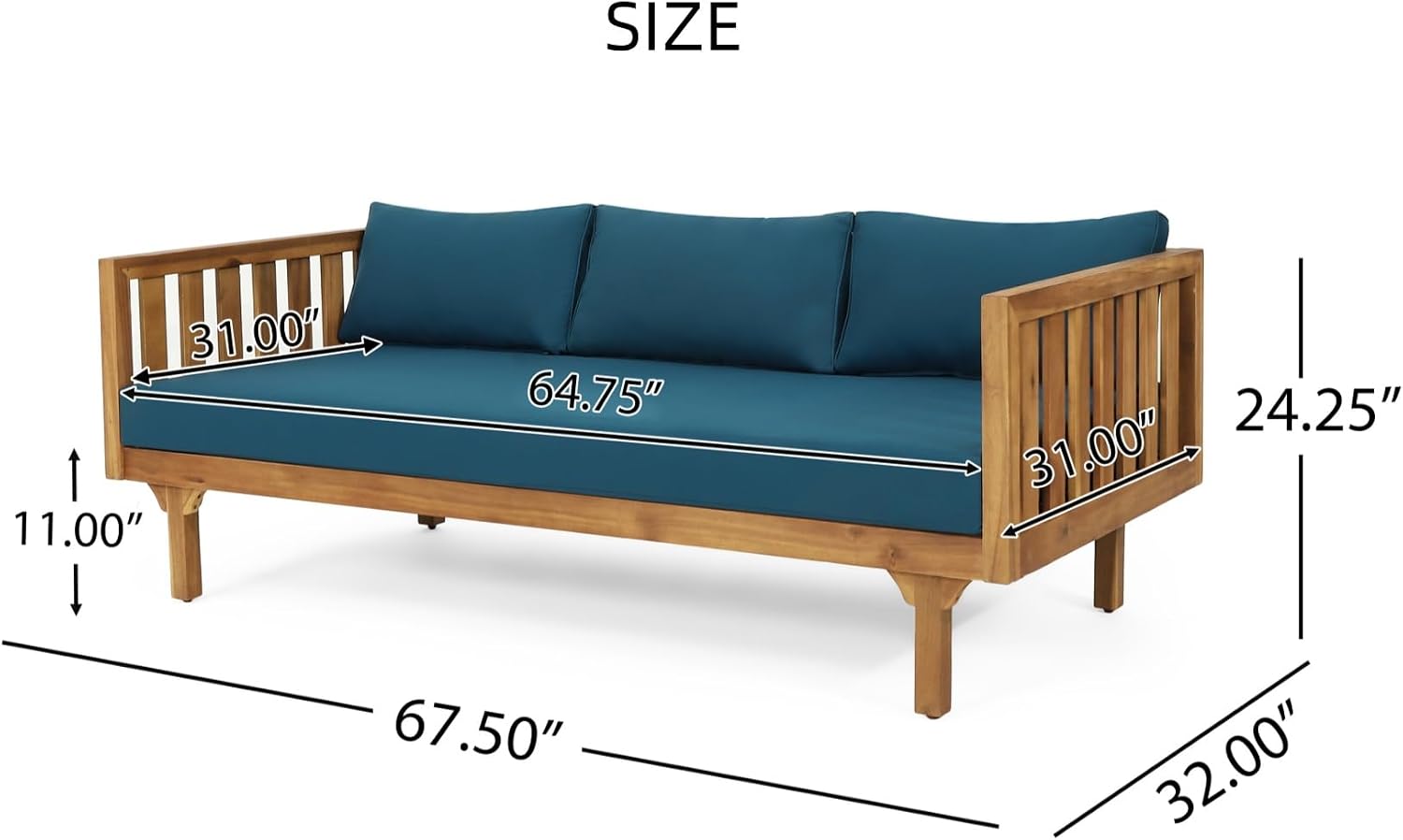 Wooden 3-Seater Outdoor Daybed
