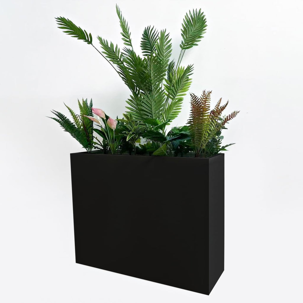 Black Tall Metal Rectangular Planter