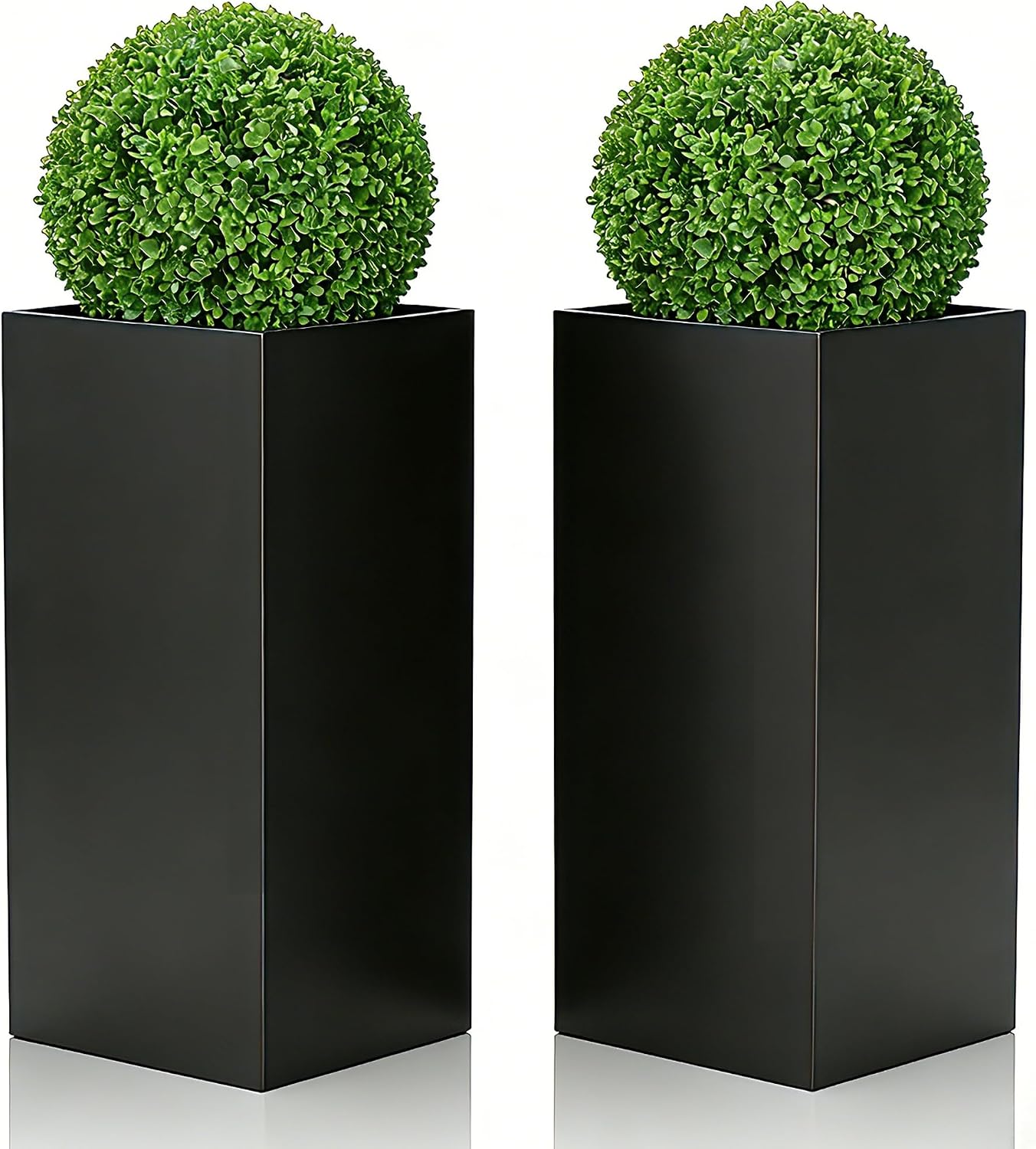 Black Tall Square Metal Planters
