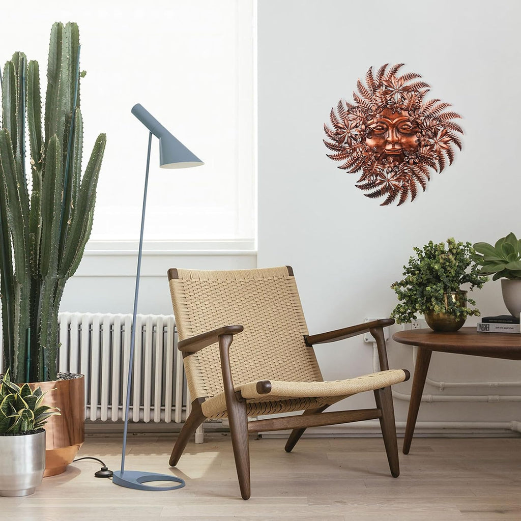 3D Copper Sun Outdoor Wall Art