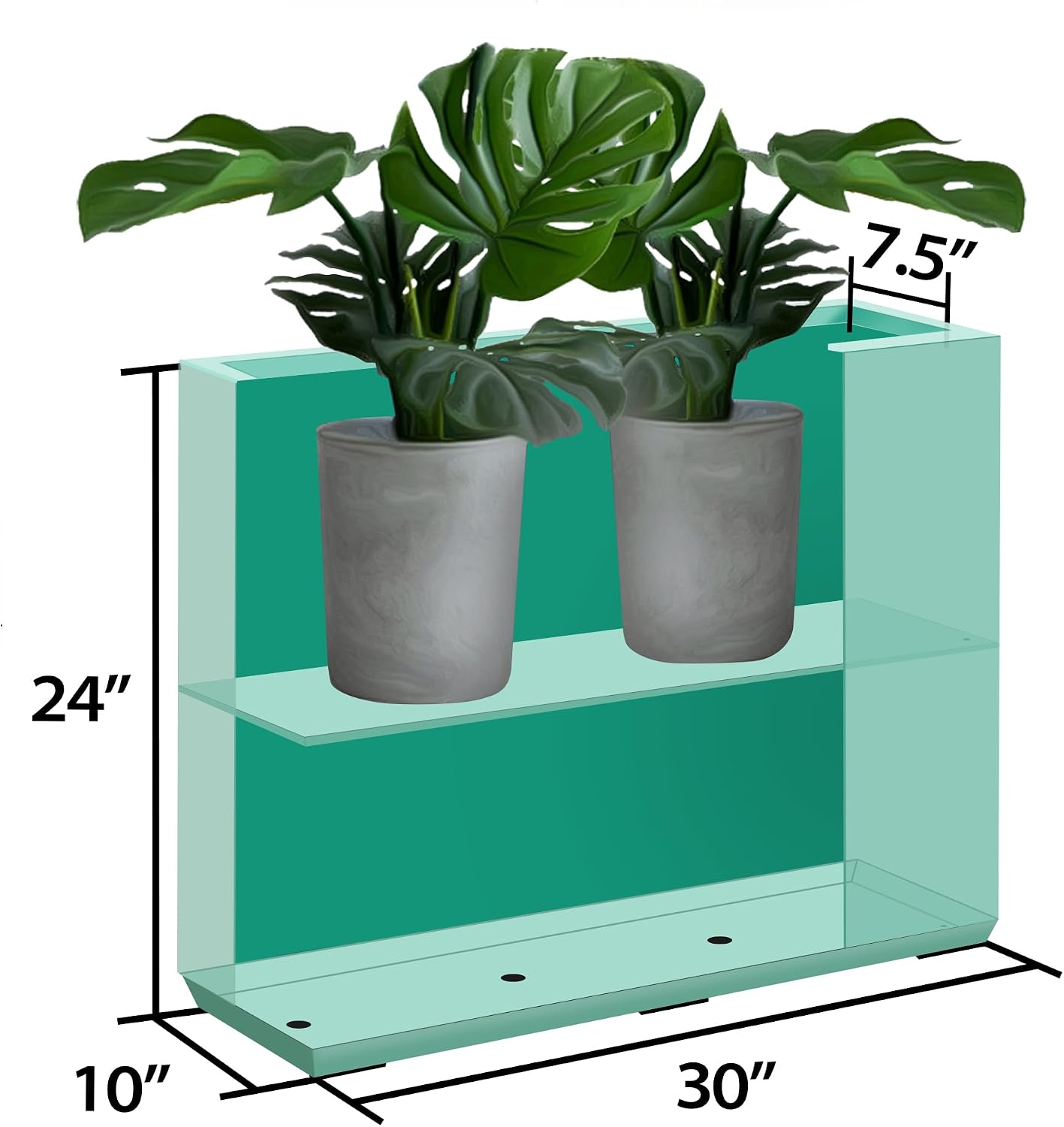 Aqua Blue Metal Rectangular Planter