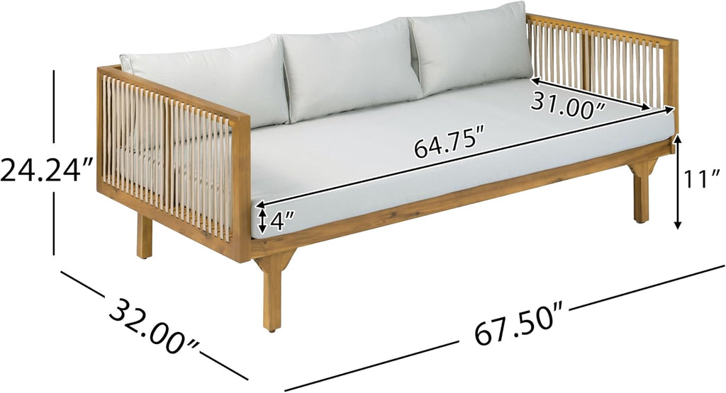 Wood Outdoor 3-Seater Daybed Sofa