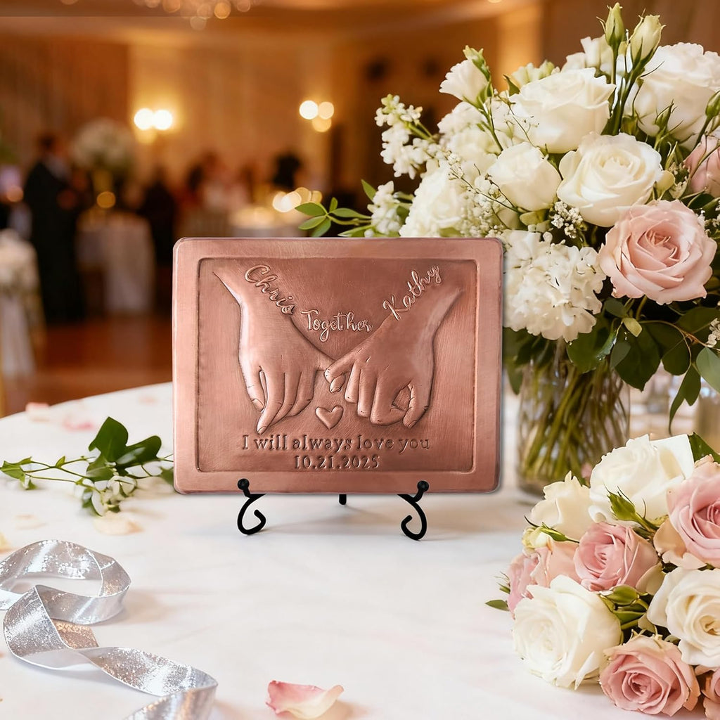 Custom Copper Couple Hands Sculpture