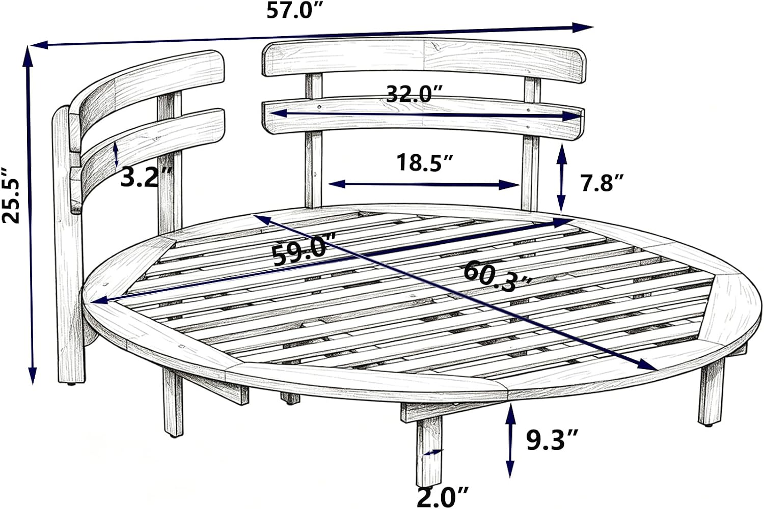 Round Wooden Outdoor Daybed