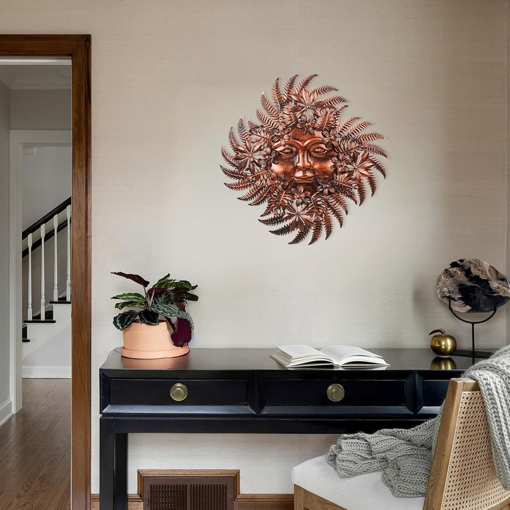 3D Copper Sun Outdoor Wall Art