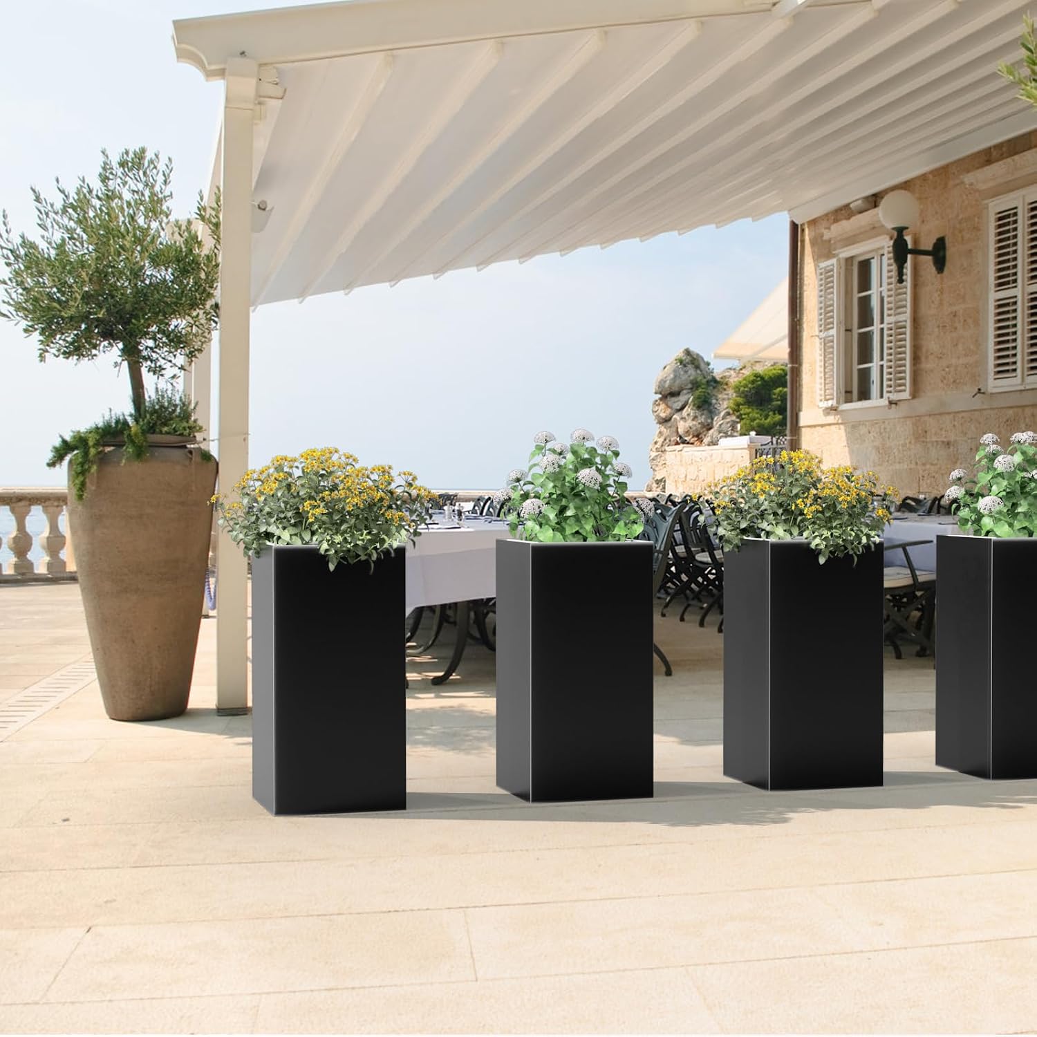 Black Rectangular Metal Planter Box