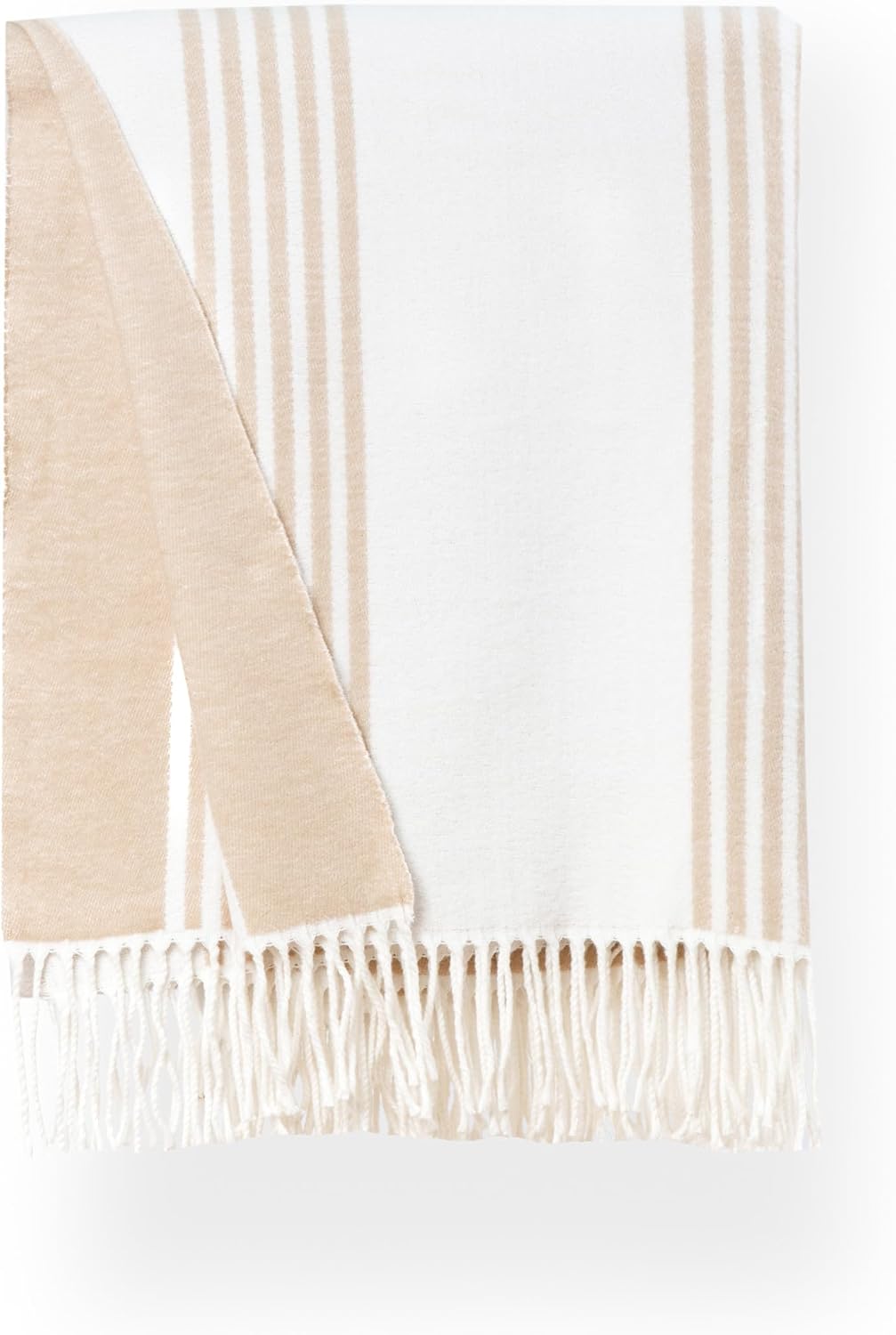 Coastal Striped Fringe Throw Blanket