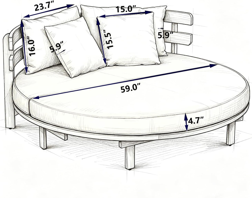 Round Wooden Outdoor Daybed