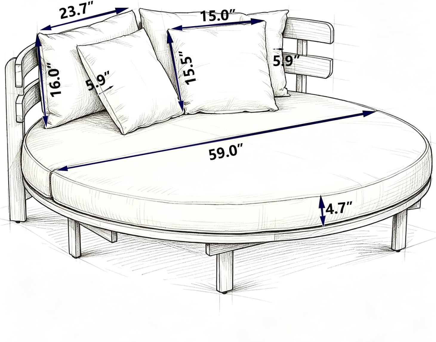 Round Wooden Outdoor Daybed