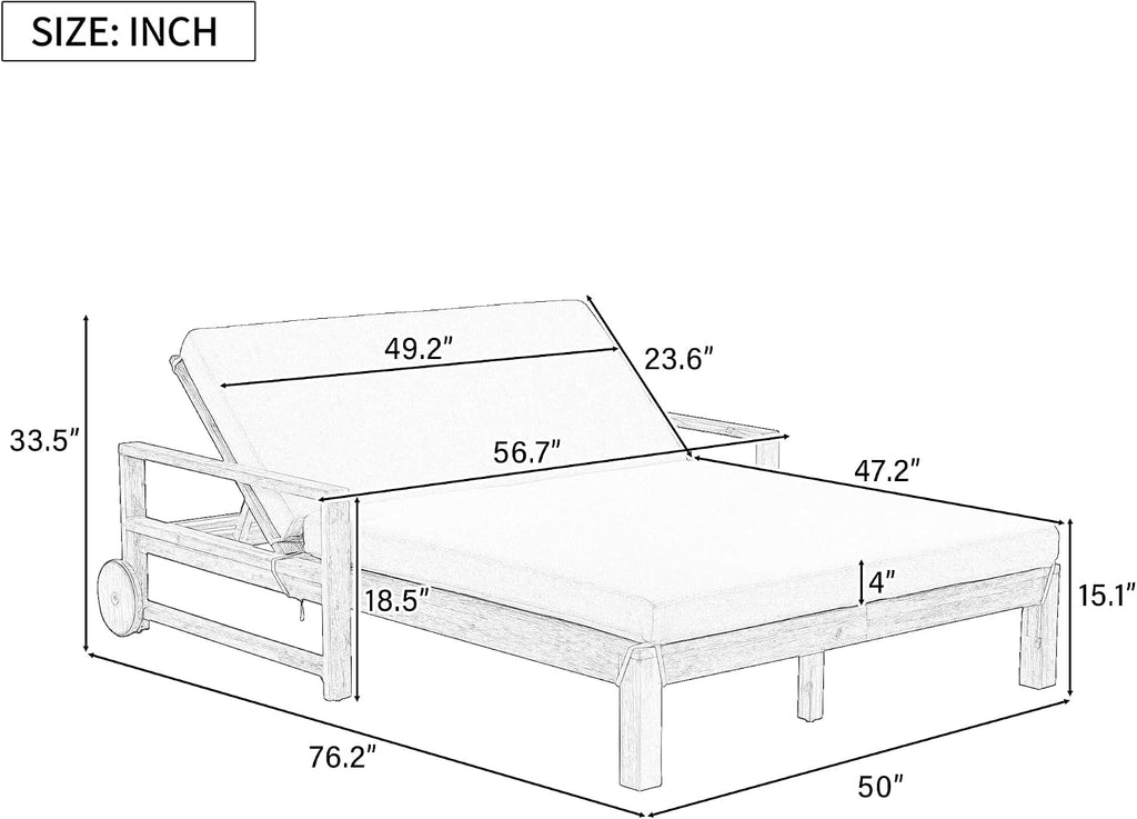 Wood Outdoor Reclining Daybed