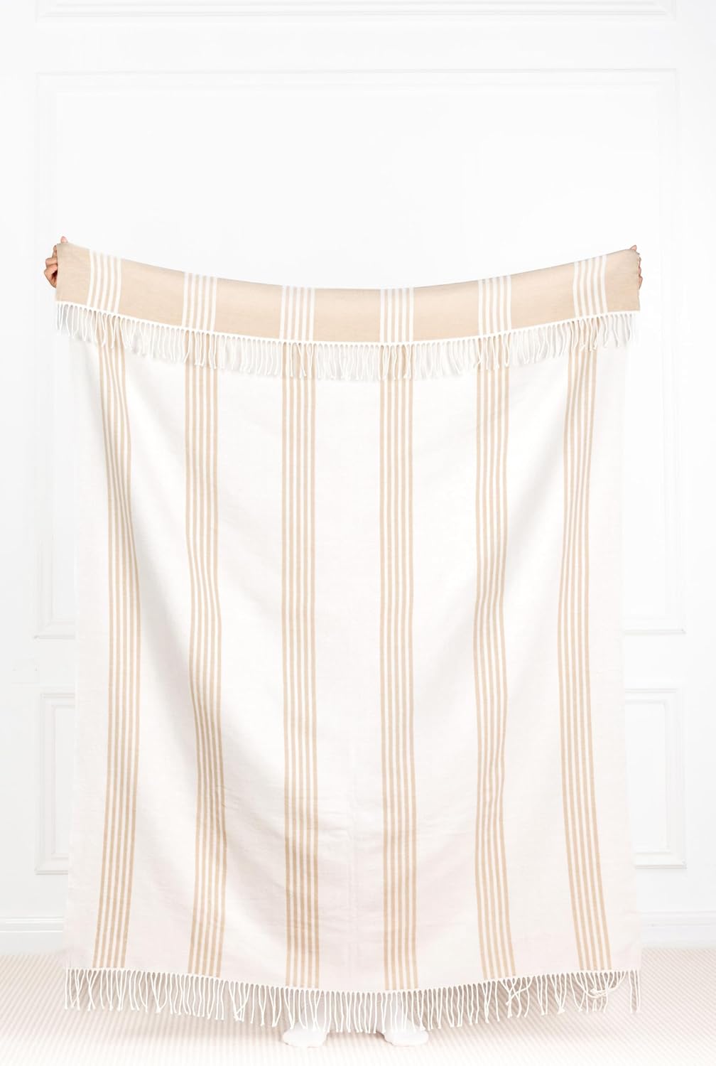 Coastal Striped Fringe Throw Blanket