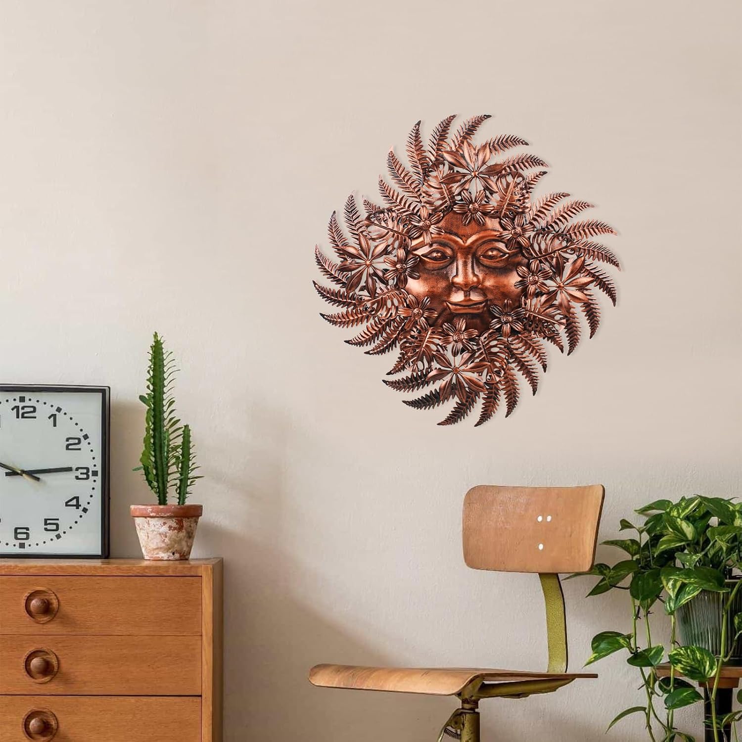 3D Copper Sun Outdoor Wall Art