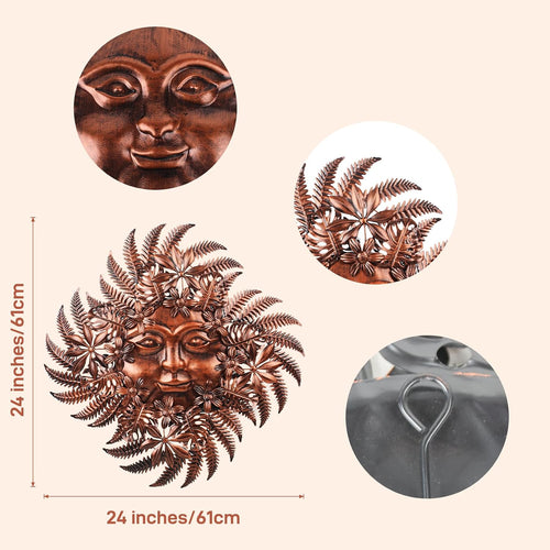 3D Copper Sun Outdoor Wall Art