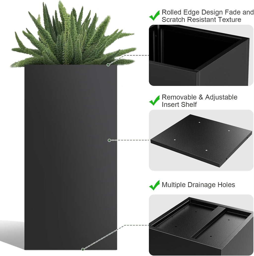Black Rectangular Metal Planter Box