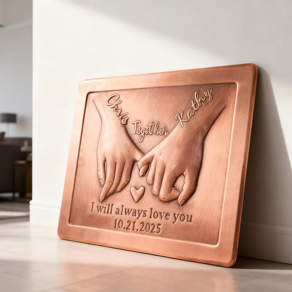 Custom Copper Couple Hands Sculpture
