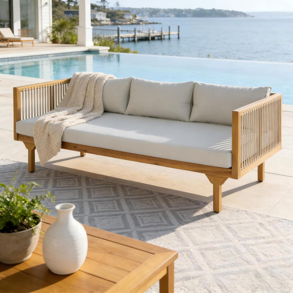 Wood Outdoor 3-Seater Daybed Sofa