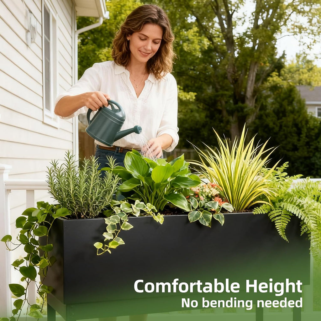 Elevated Black Metal Planter Box