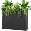 Black Tall Metal Rectangular Planter