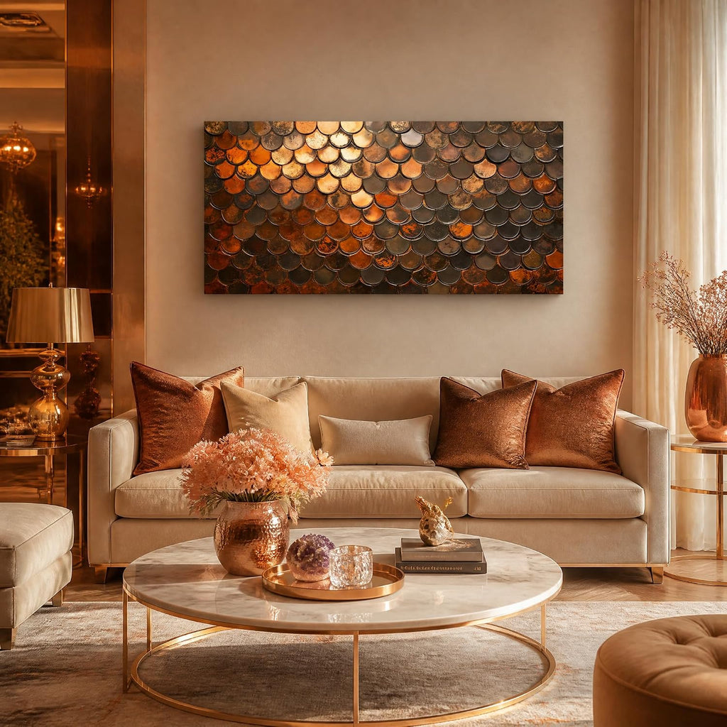 Copper Geometric Canvas Wall Art