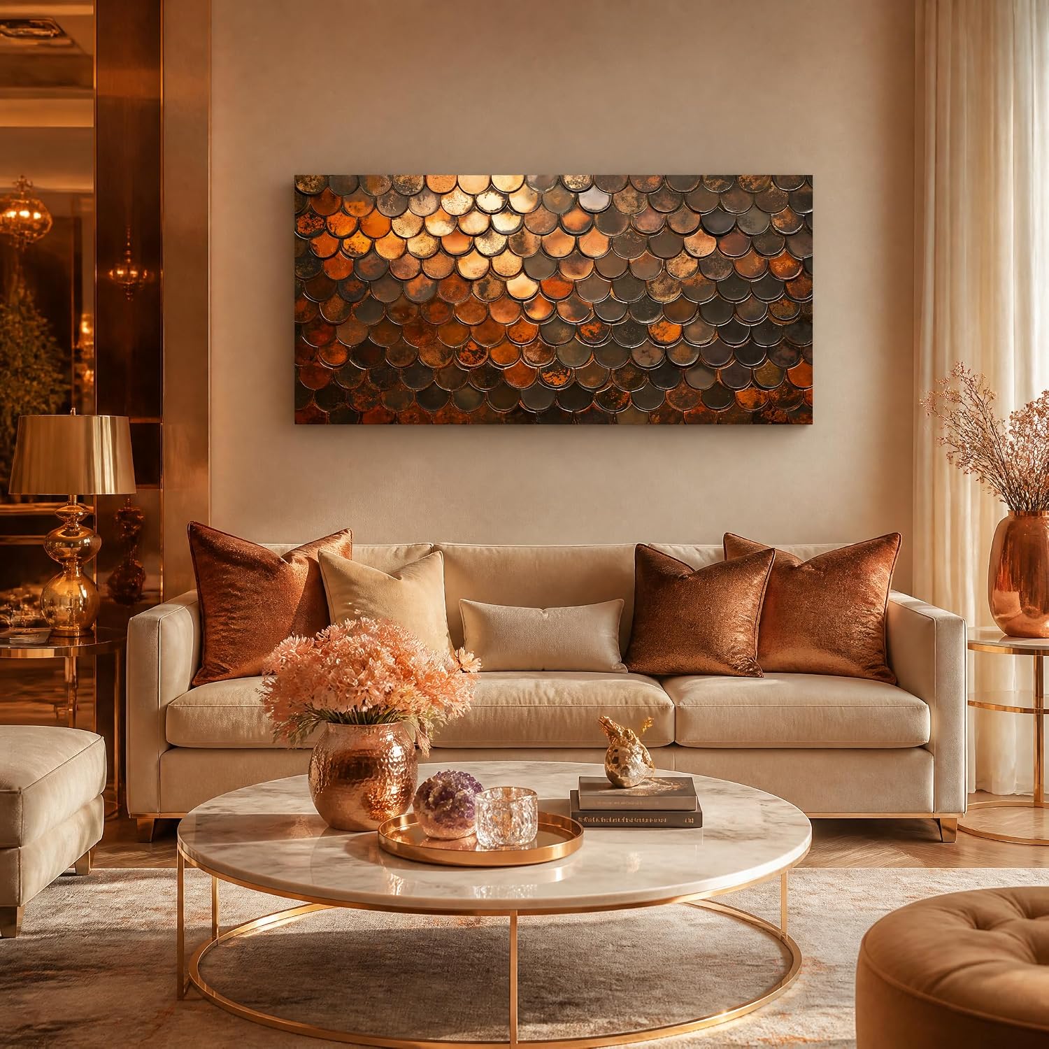 Copper Geometric Canvas Wall Art