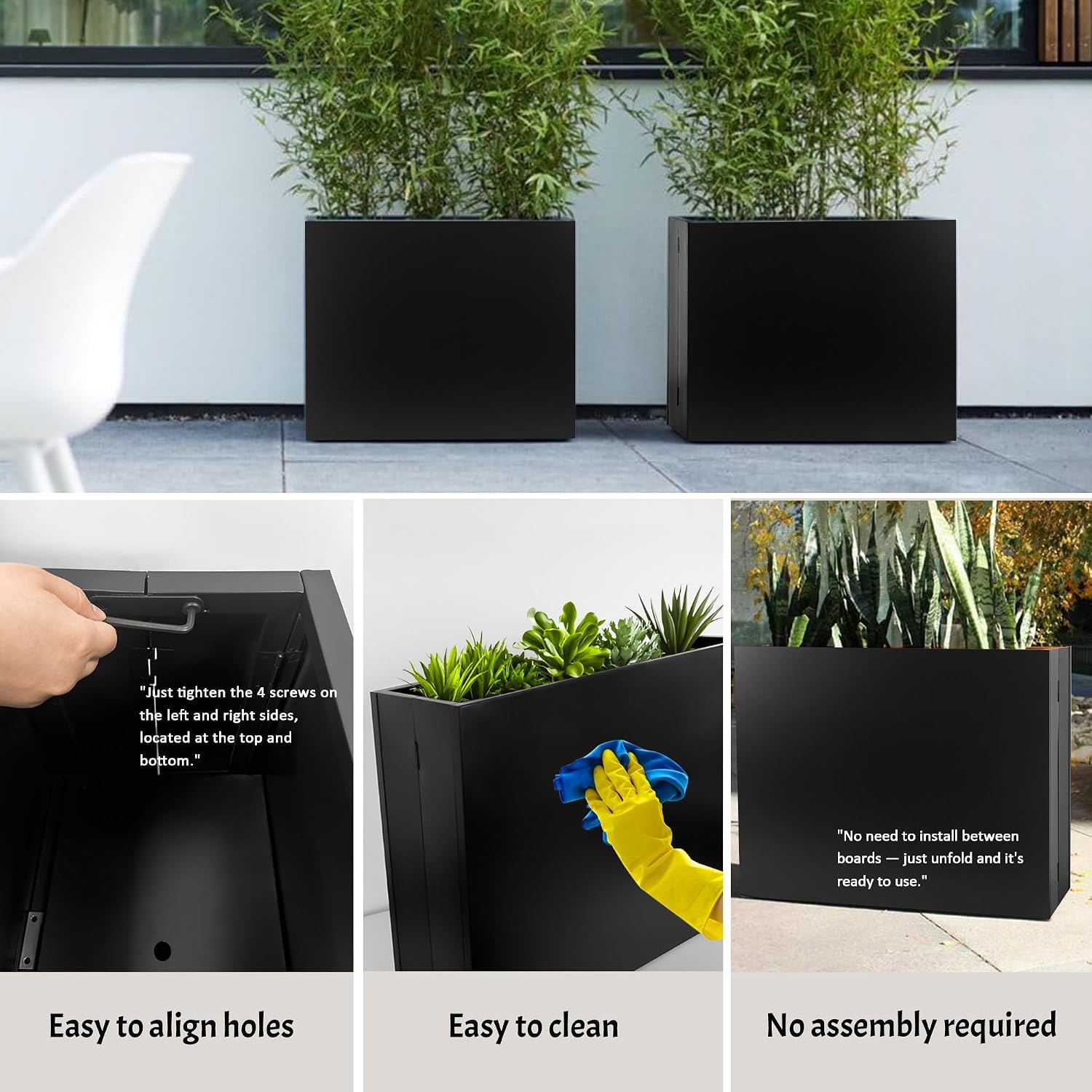 Black Folding Metal Planter Box