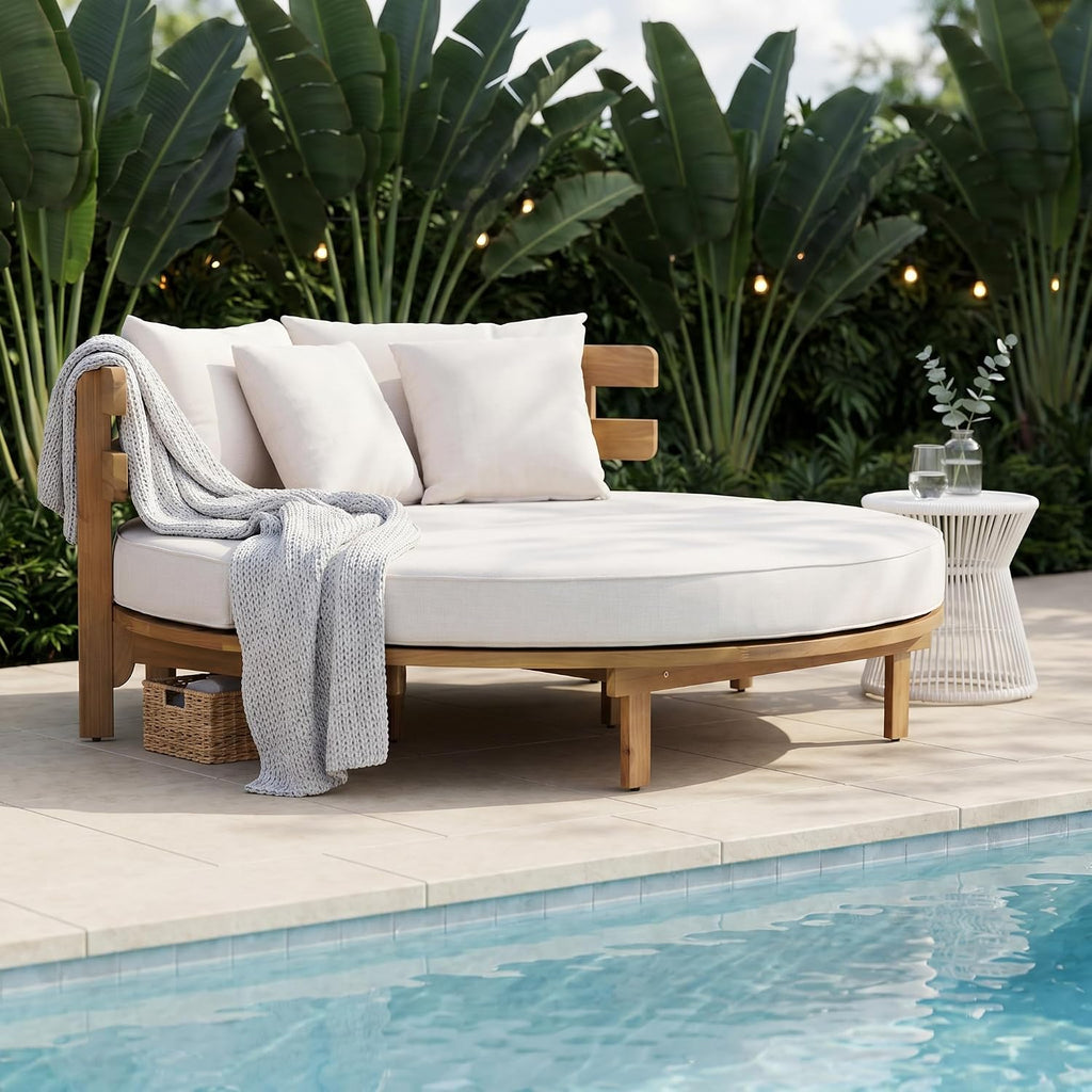 Round Wooden Outdoor Daybed