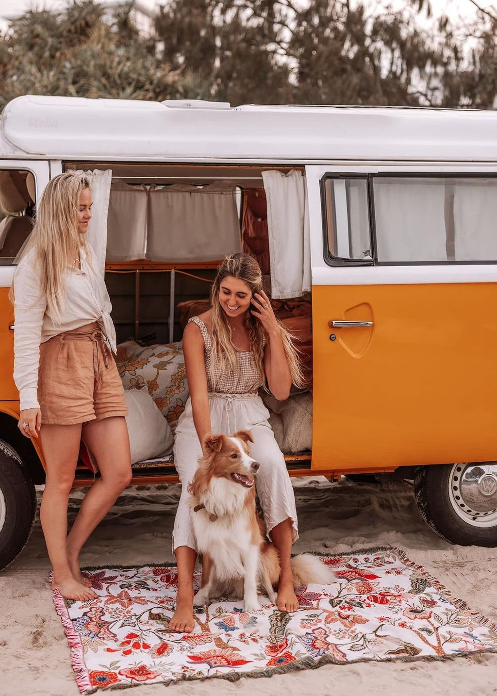Boho Floral Woven Cotton Blanket