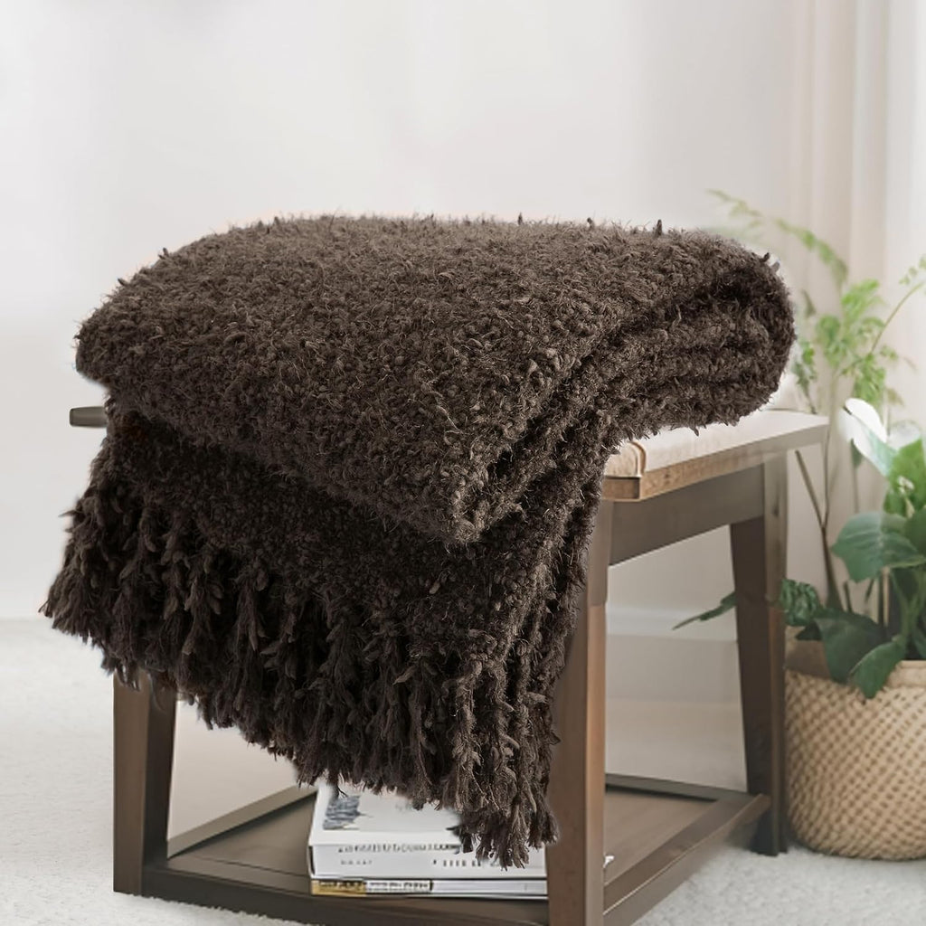 Farmhouse Knit Tassel Throw Blanket
