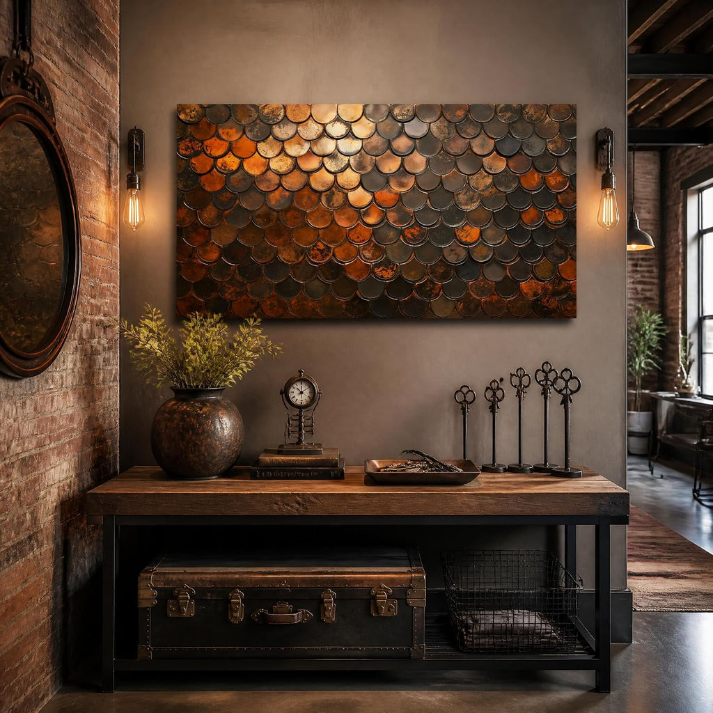 Copper Geometric Canvas Wall Art