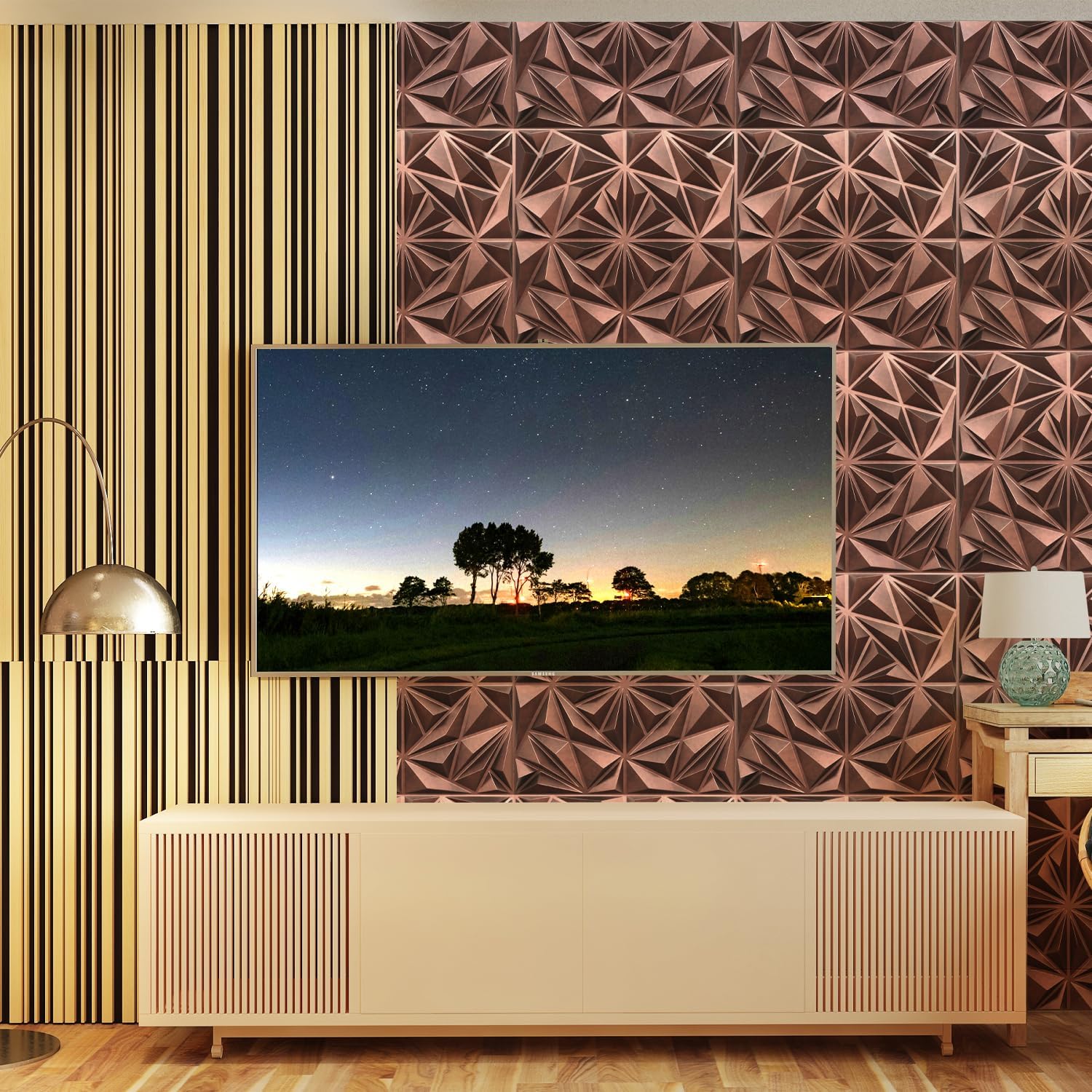 Antique Copper 3D Diamond Wall Panels