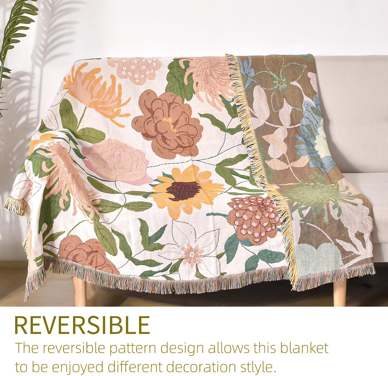 Floral Tassel Soft Throw Blanket