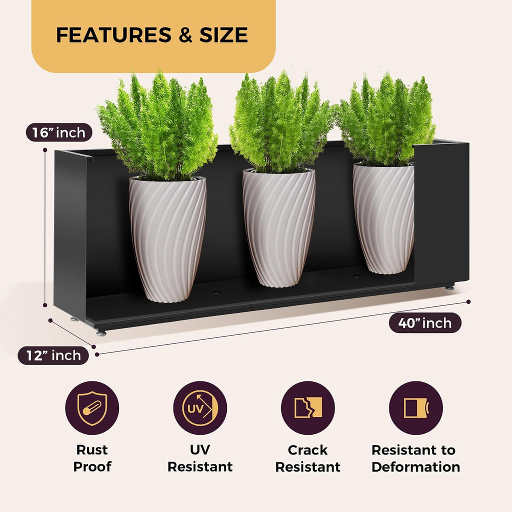 Black Rectangular Metal Planter Trough