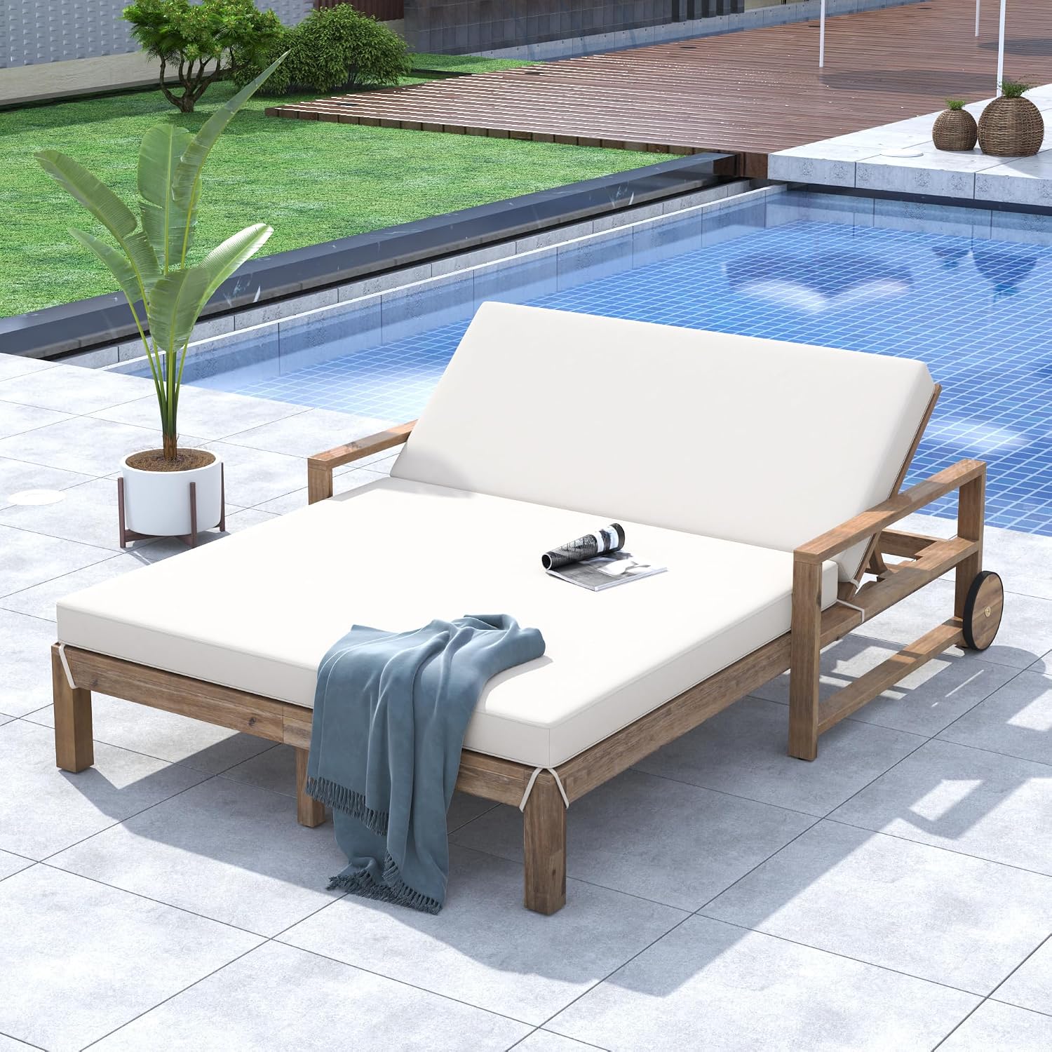Wood Outdoor Reclining Daybed