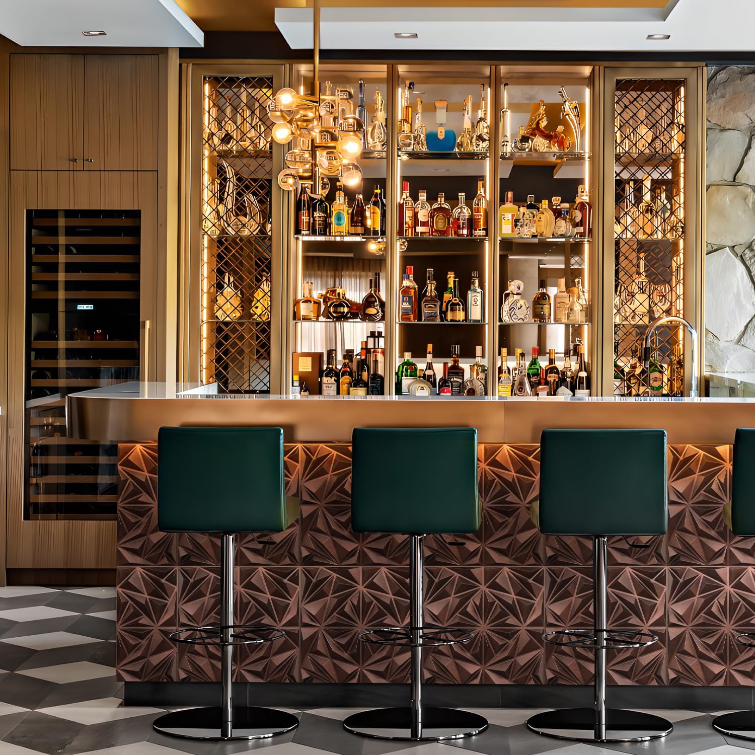 Antique Copper 3D Diamond Wall Panels