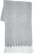 Rustic Grey Woven Cotton Throw Blanket