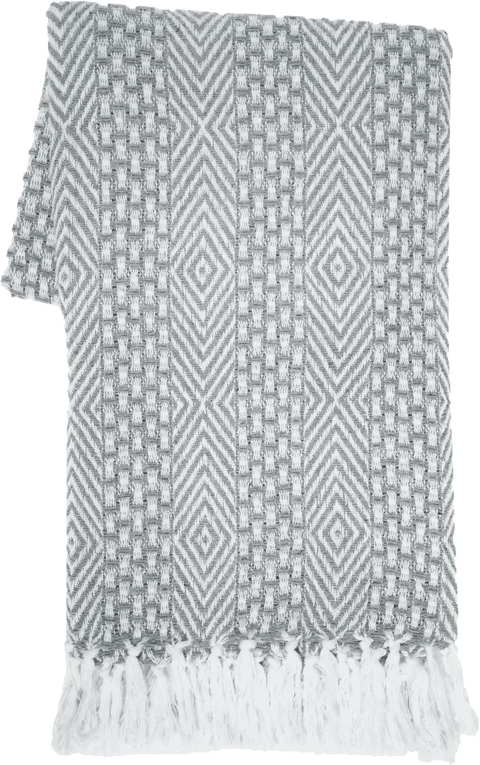 Rustic Grey Woven Cotton Throw Blanket