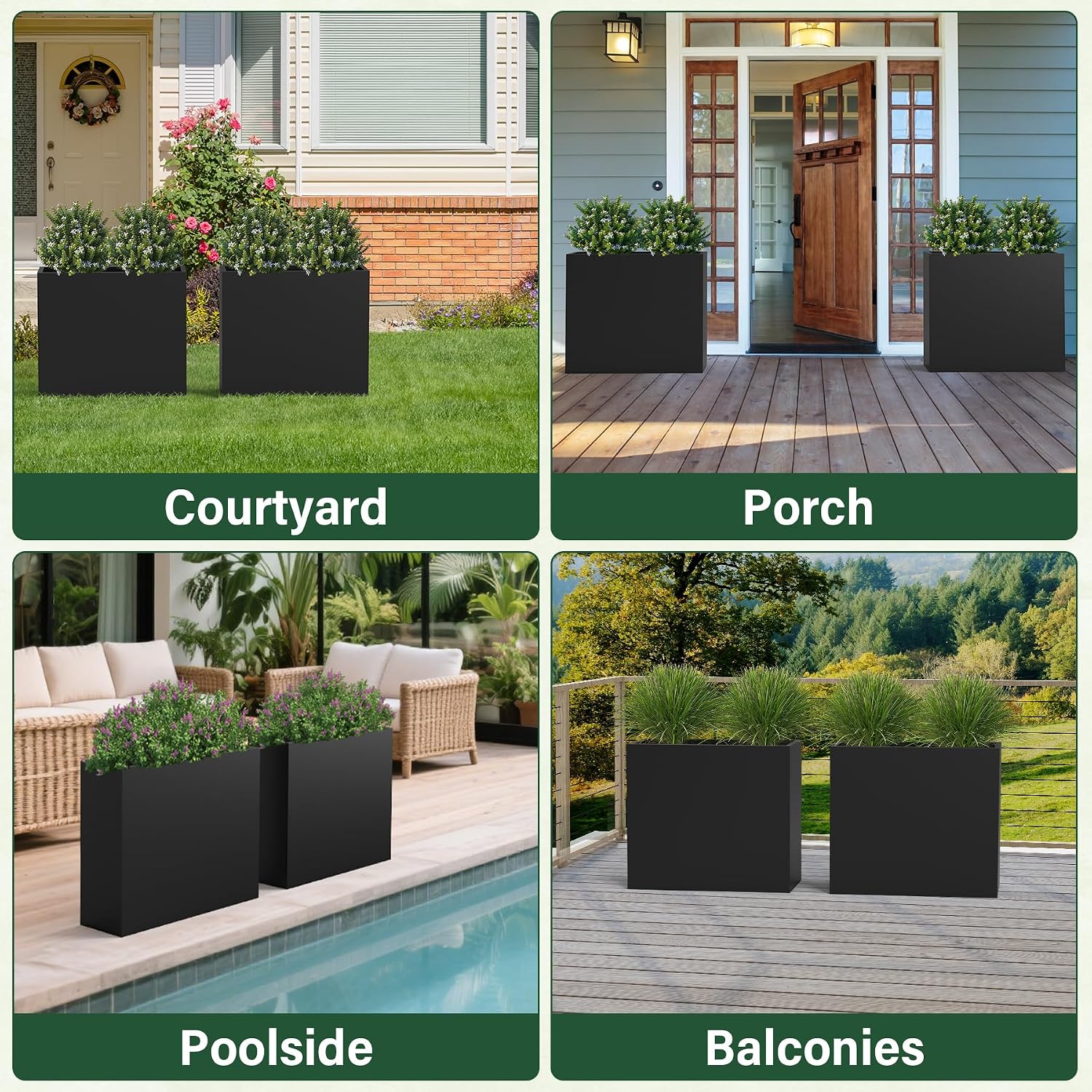 Tall Rectangular Metal Planter Box