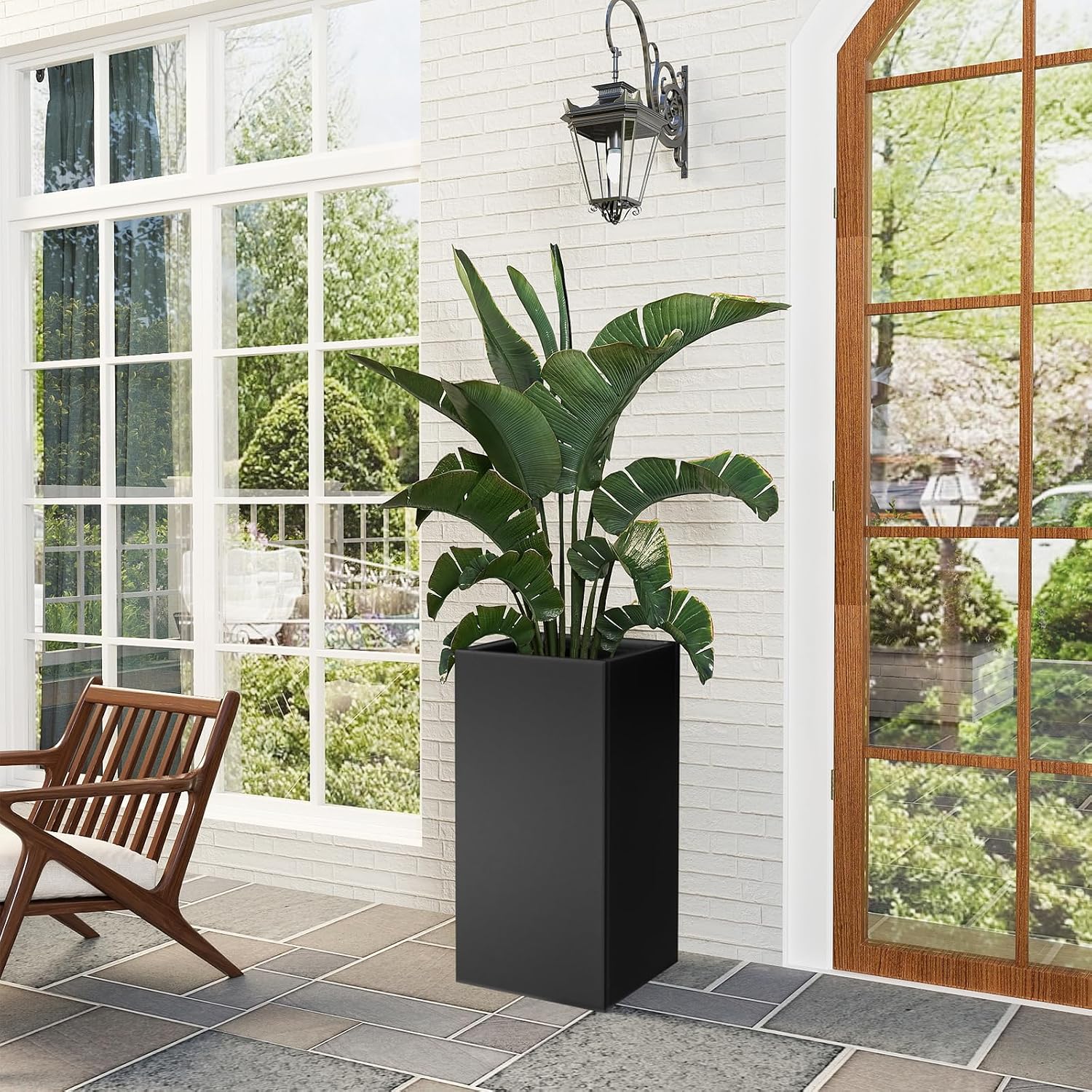 Black Rectangular Metal Planter Box