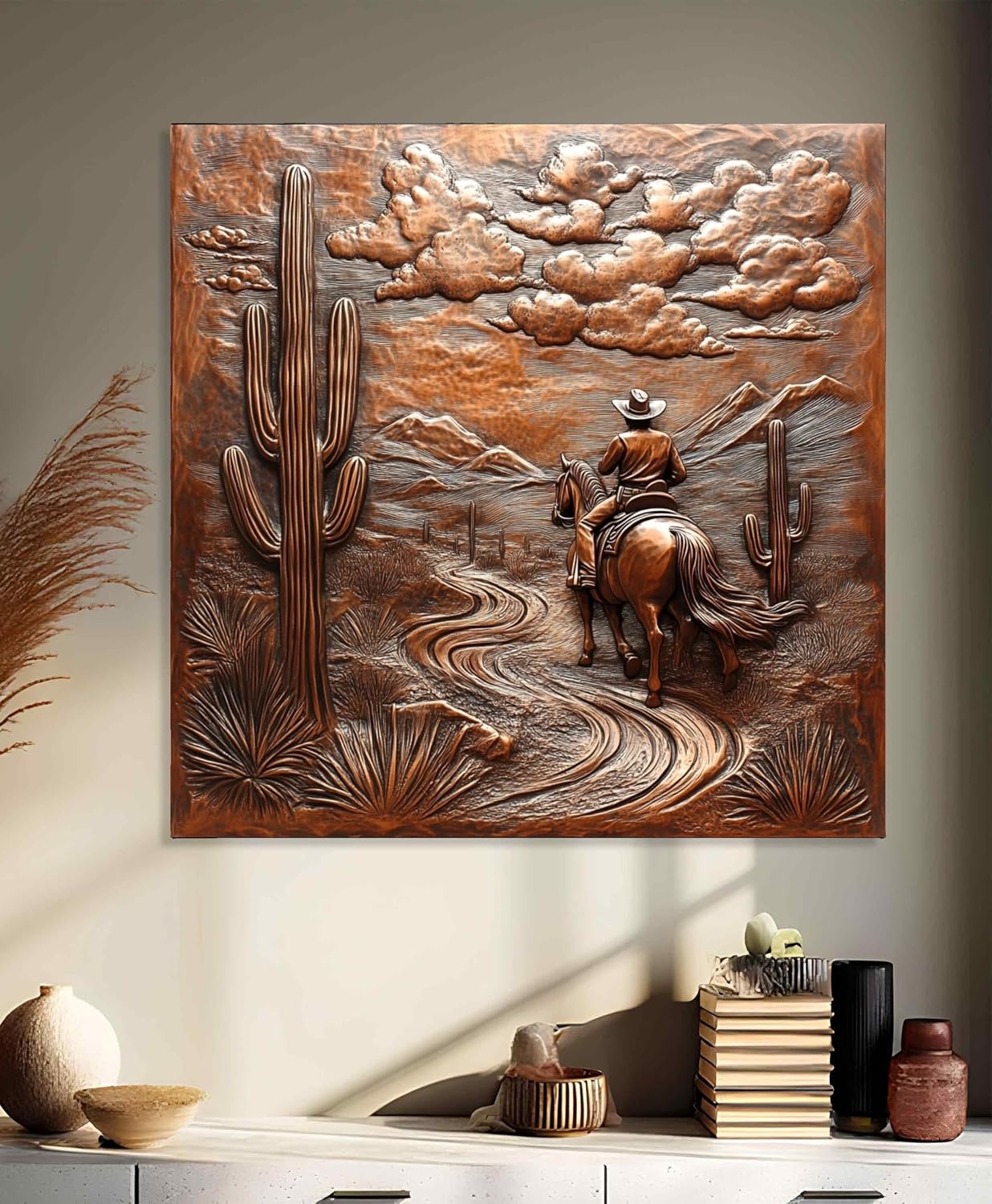 Rustic Copper Metal Wall Panel Art