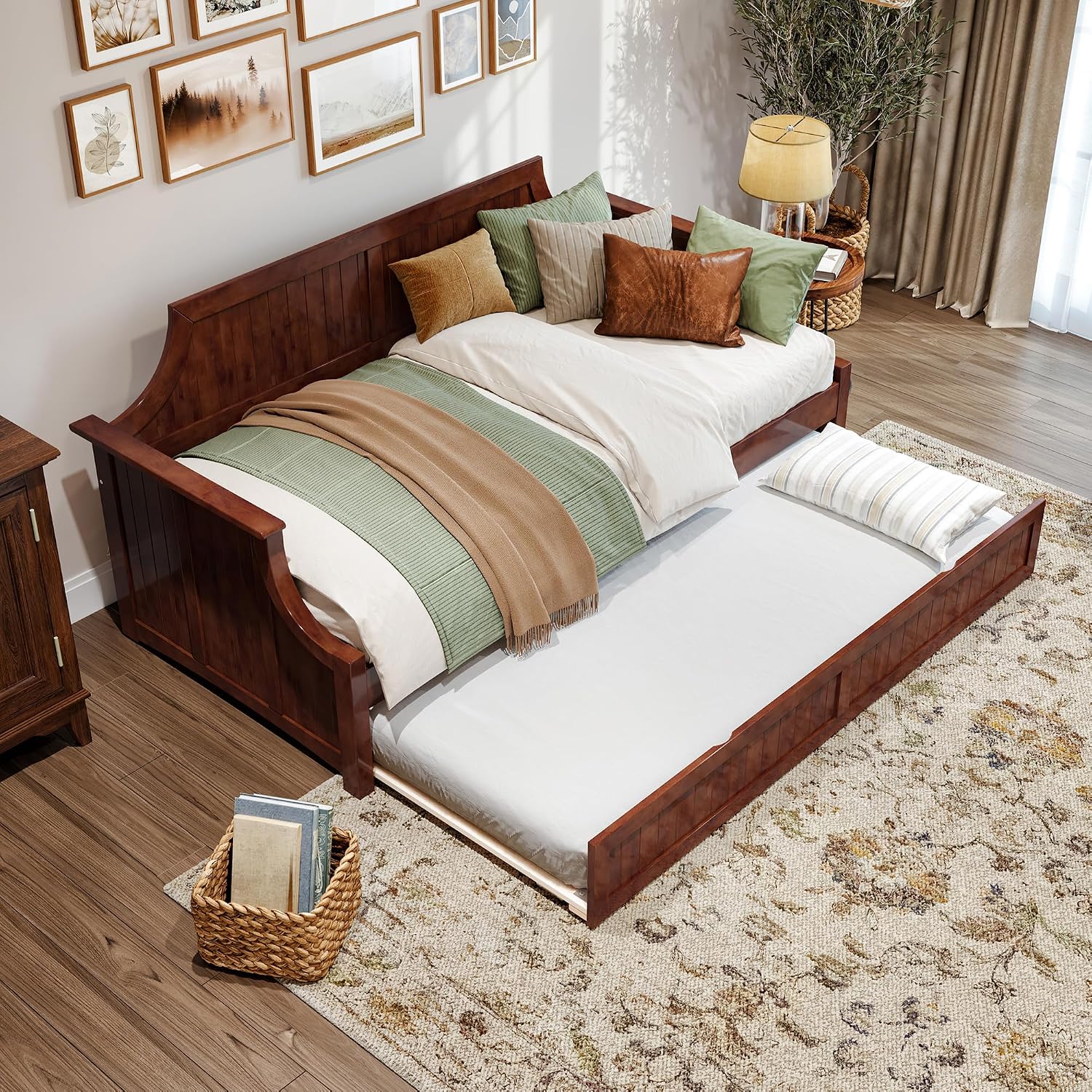 Wood Twin Daybed with Trundle