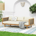 Wood Rattan Outdoor 3-Seater Daybed