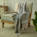 Cotton Floral Fringed Throw Blanket