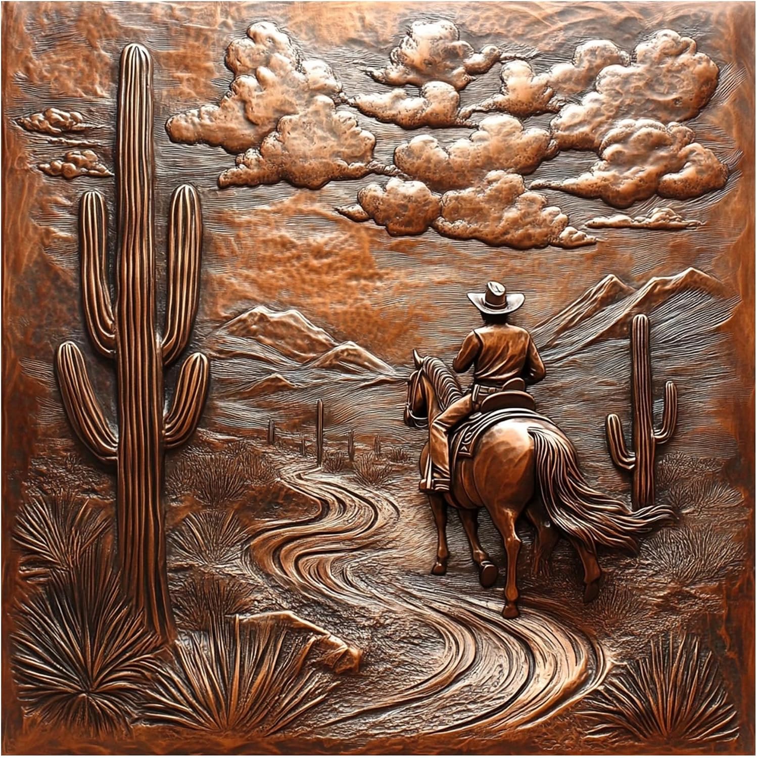 Rustic Copper Metal Wall Panel Art
