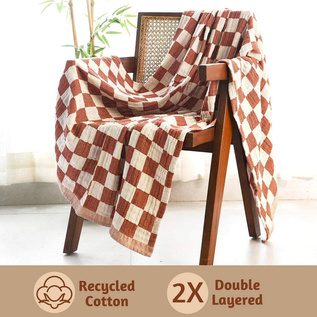 Rust Cotton Fall Throw Blanket